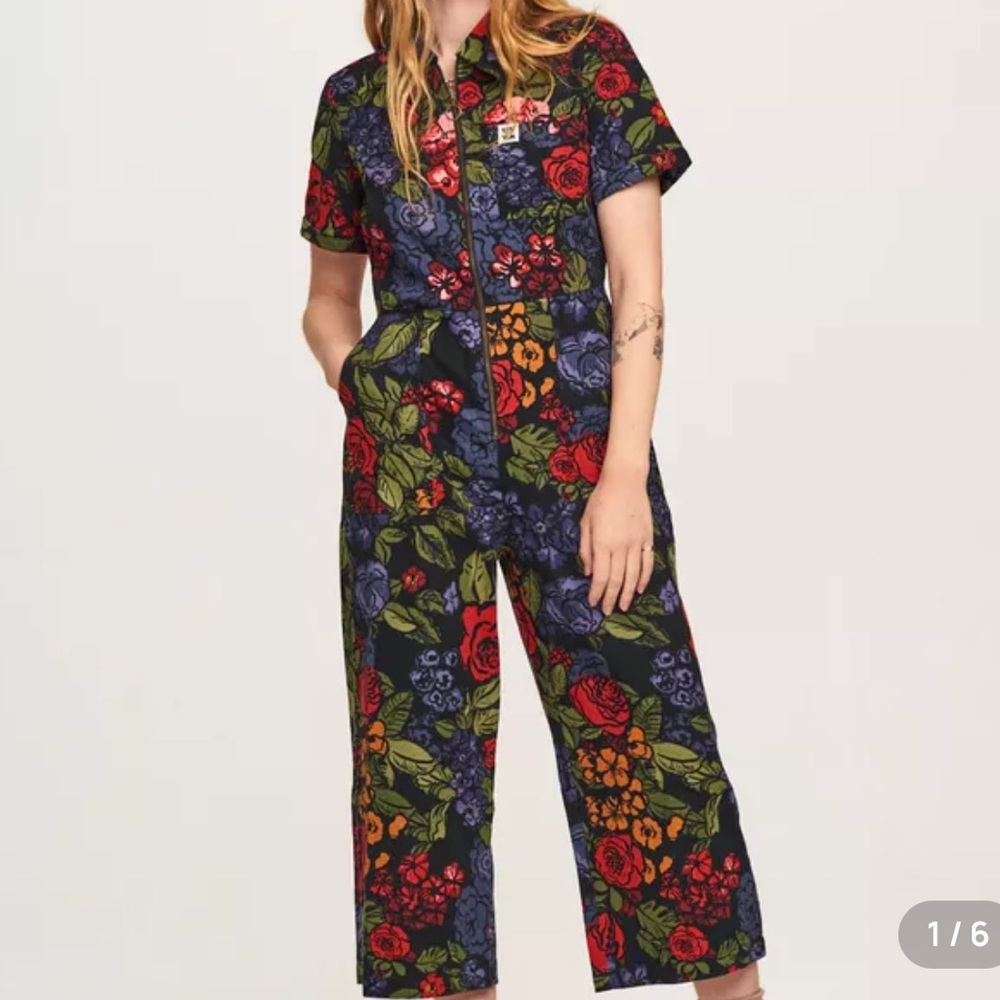 Lucy & Yak Floral Jumpsuit - Black, Red, Green, Blue